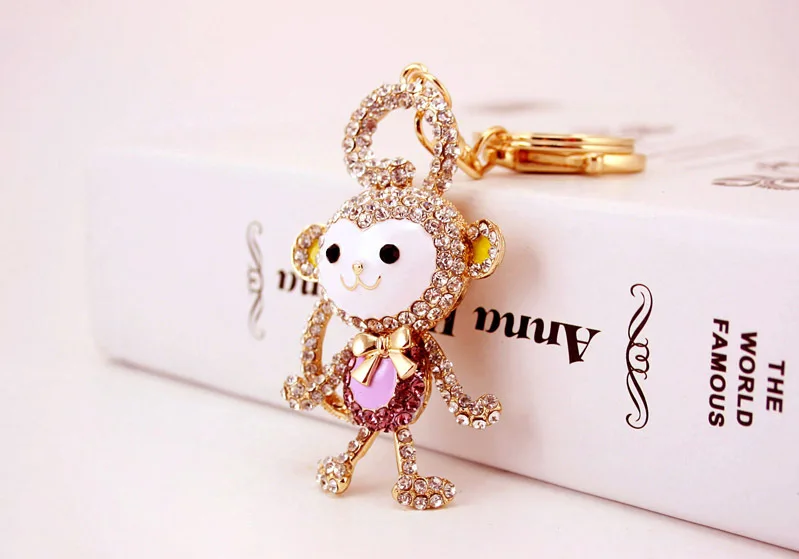 XDPQQ Animal Series Monkey Keychain Metal Rhinestone Fashion Female Bag Pendant Holiday Gift Keyring