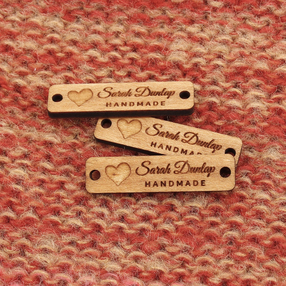 Wooden labels,  knit labels, Custom Design, custom engraving, Logo or TextPersonalized Brand, Icon options (WD3153)