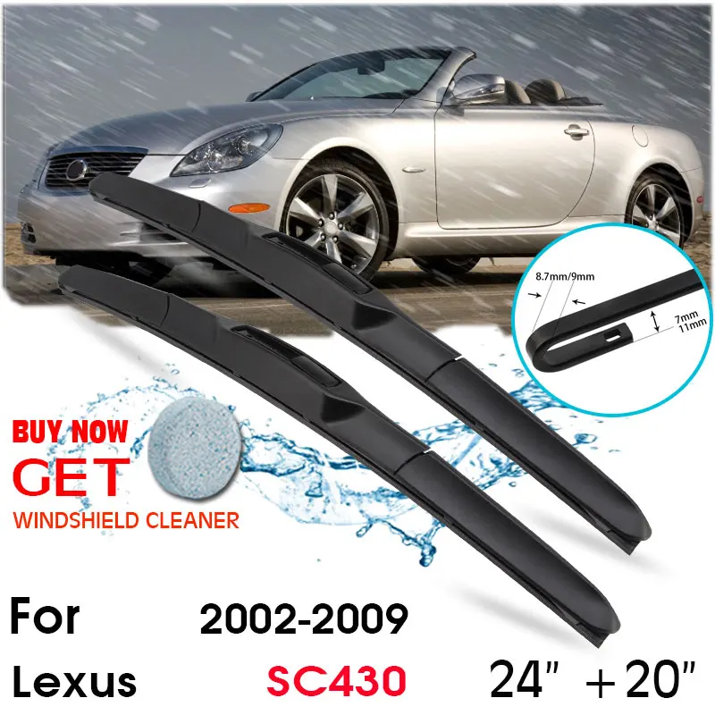 

Car Wiper Blade Front Window Windshield Rubber Silicon Refill Wipers For Lexus SC430 2002-2009 LHD/RHD 24"+20" Car Accessories