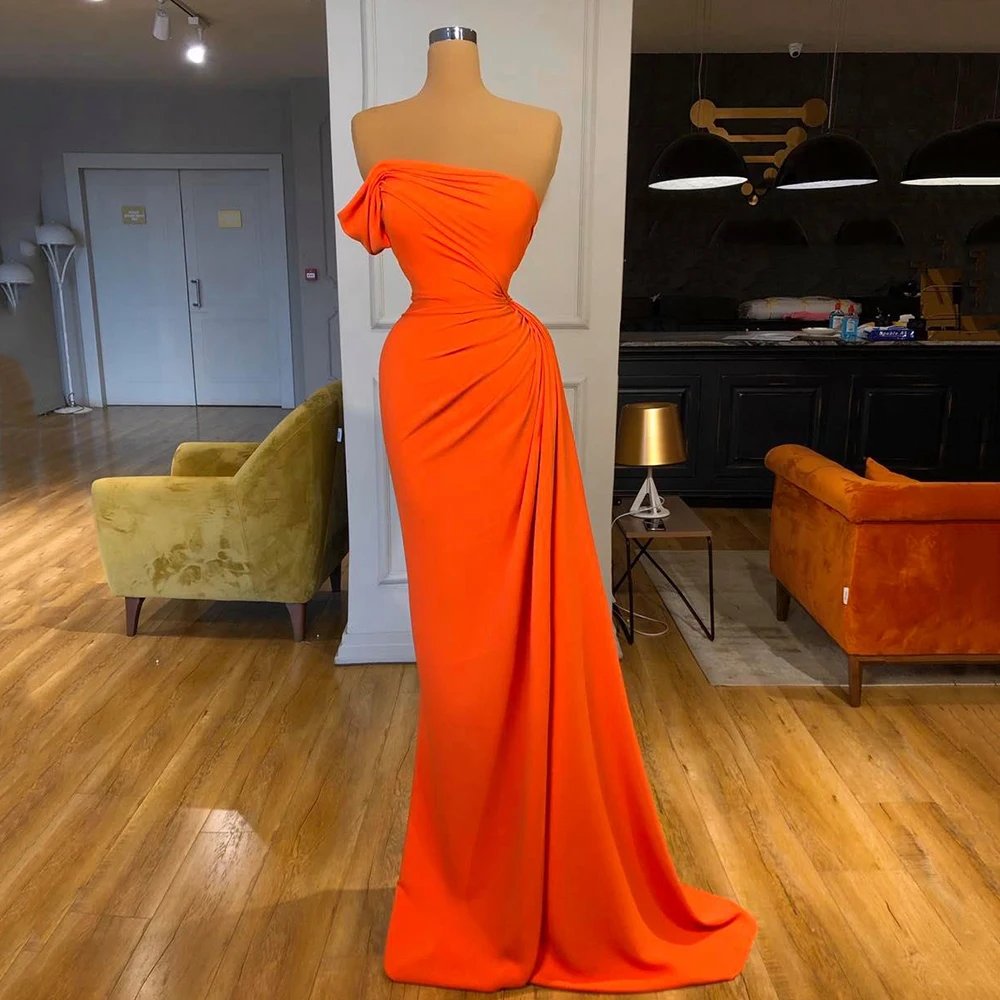 Yipeisha Strapless Mermaid Prom Gown Orange Evening Dresses Women Long Party Dress Plus Size 2021 Vestido de Festa Plus Size