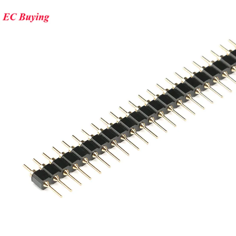 50Pcs/5pcs 40Pin 1x40 Pin 2.54mm Pitch DIP Single Row Male Round Pin Breakable Pin Connector Strip Needle Gold Plated PCB Board
