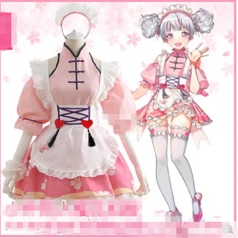 

New Japanese cherry blossom kimono cosplay costume Xiaoqiao Daqiao maid costume cos costume loli lolita dress R