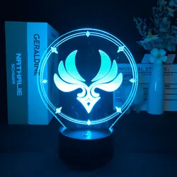 Genshin Impact Wind Elements Game 3D Night Light Bedroom Decor Light Cute Birthday Color Gift LED Lamp Manga Kid Love Present