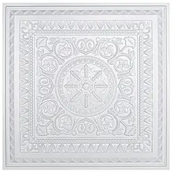 Carrelage de Plafond 3D en PVC, Panneaux Muraux Décoratifs, Feuille de Plastique Blanche, Étanche à l'Humidité, 60x60cm, 12 Pièces