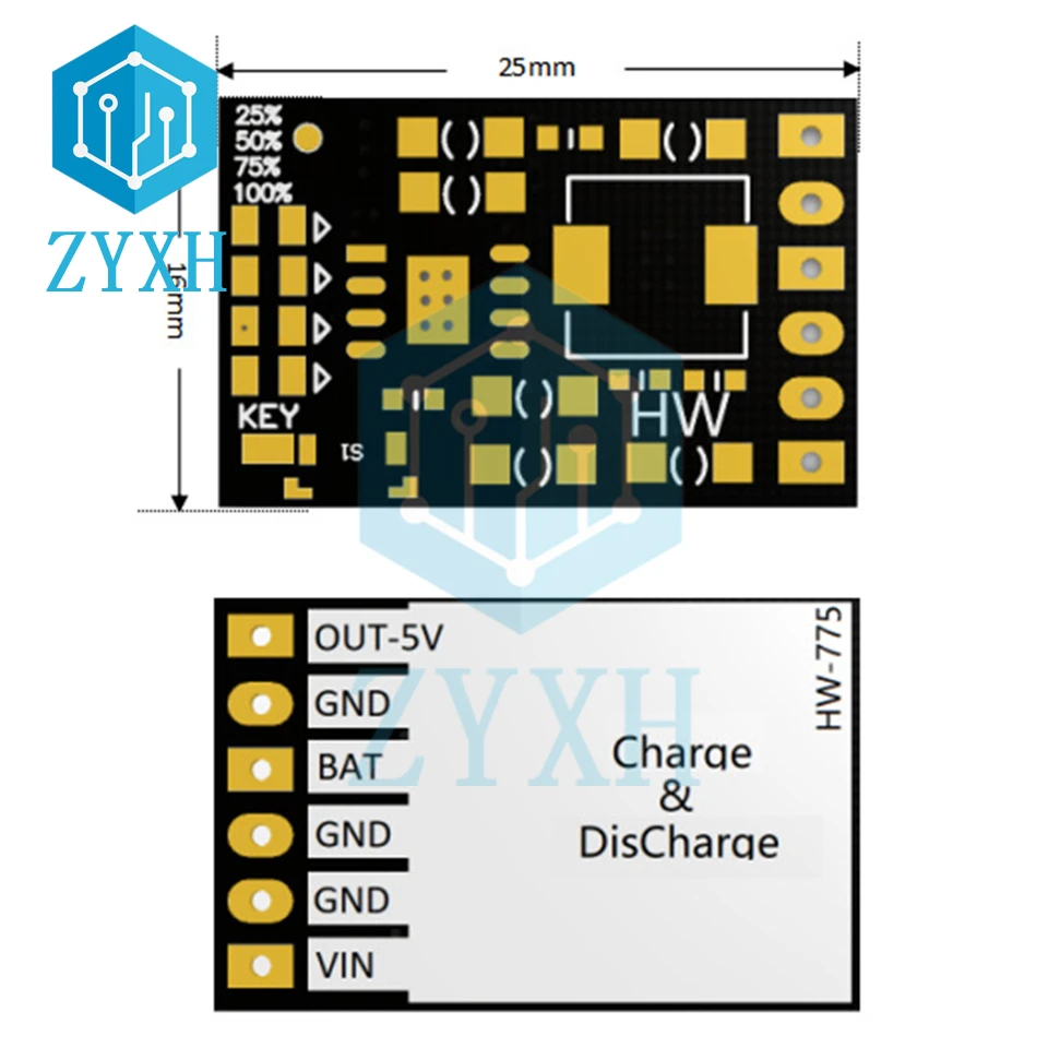 DC 5V 2A 18650 Lithium Li-ion Battery Charging/Discharge Protection Board 2-in-1with LED Indicator/Key Switch For Power Bank