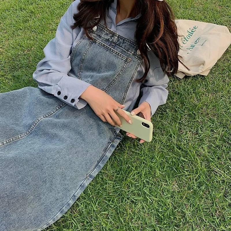 High Street Sleeveless Dress Women Chic Denim Multi Pockets Harajuku A-line Loose Waist Adjustable Strap French Retro Mid-calf - AliExpress 200000345 High Street Sleeveless Dress Women Chic Denim Multi Pockets Harajuku A-line Loose Waist Adjustable Strap French Retro Mid-calf - AliExpress 200000345