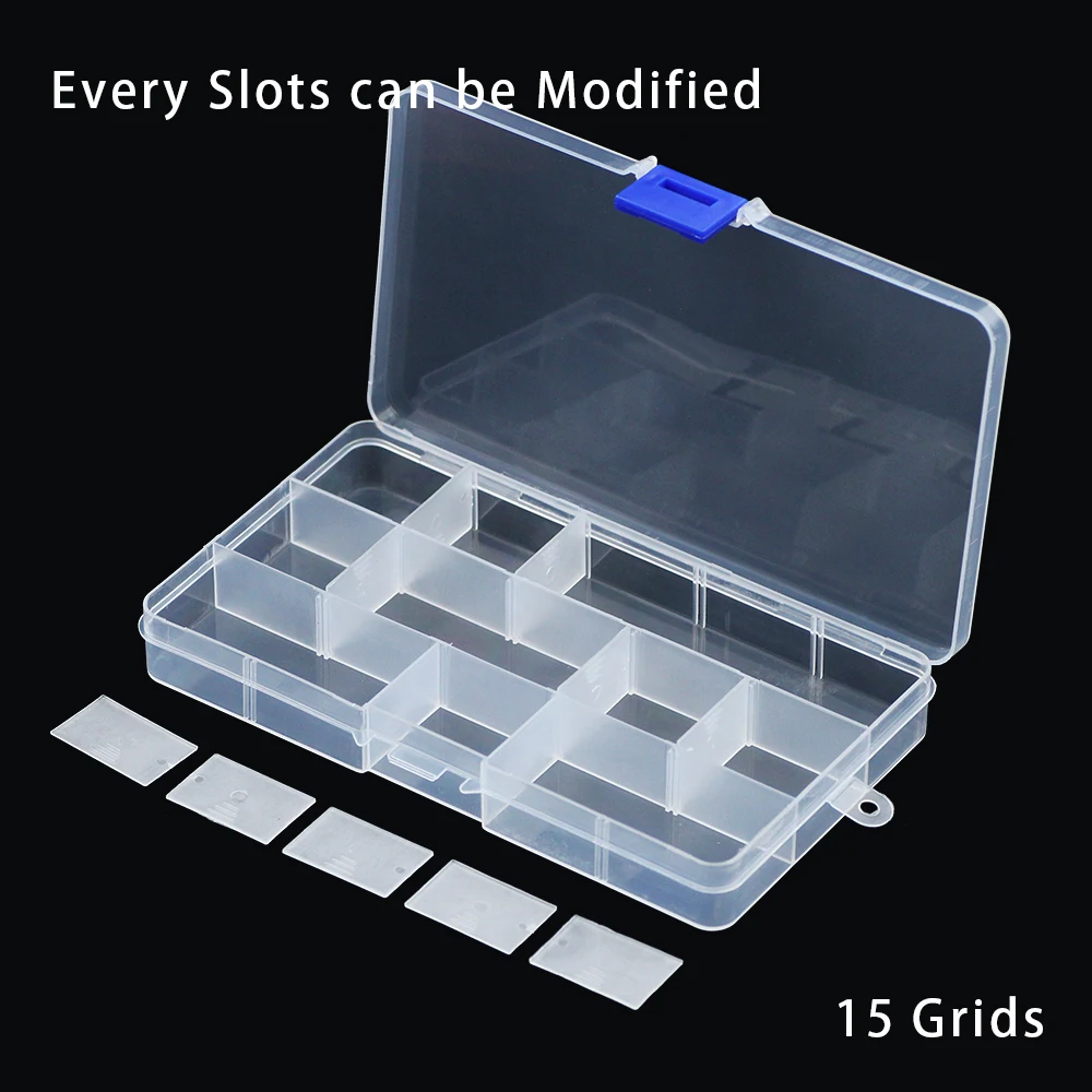 YHBZRET Adjustable 15 Slots Plastic Storage Box packaging transparent Tool Case Craft Organizer box Jewelry Beads accessories