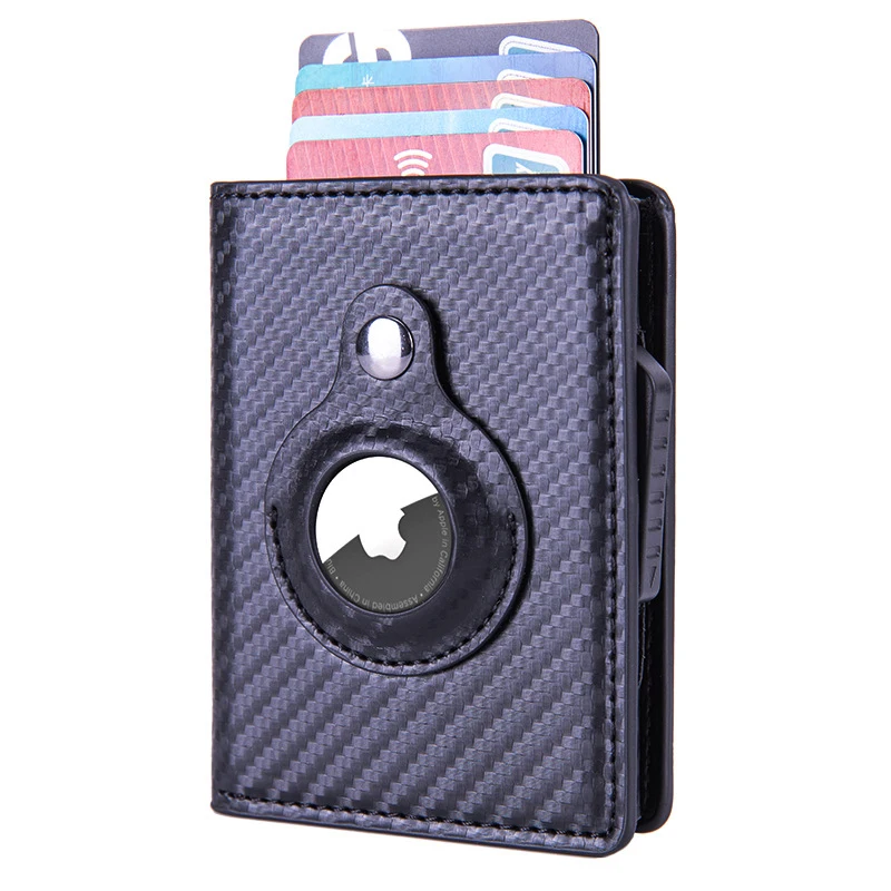 New Carbon Fiber Airtag Wallet RFID Blocking ID Credit Card Holder Anti-lost Men Cash Card Bag With Apple Airtags Location Case