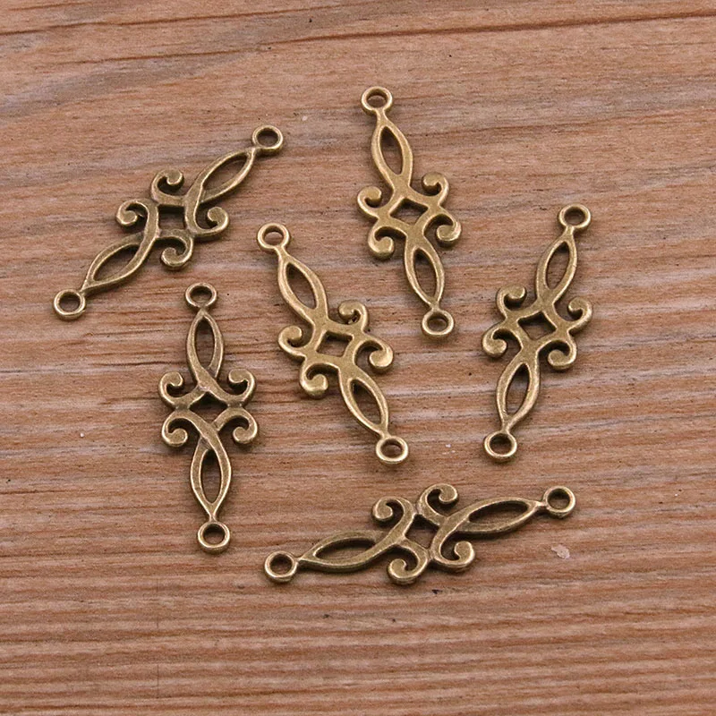 30pcs 9*29mm 3 Color Hollow Flower Connectors Charms Pendants For DIY Jewelry Handmade Necklace Bracelet Making Accessorie