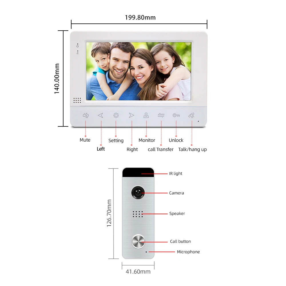 Joytimer Home Video Intercom Video Tür Telefon für Wohnung 7 "Monitor 1200TVL Türklingel Kamera mit Motion Erkennung, auto Rekord