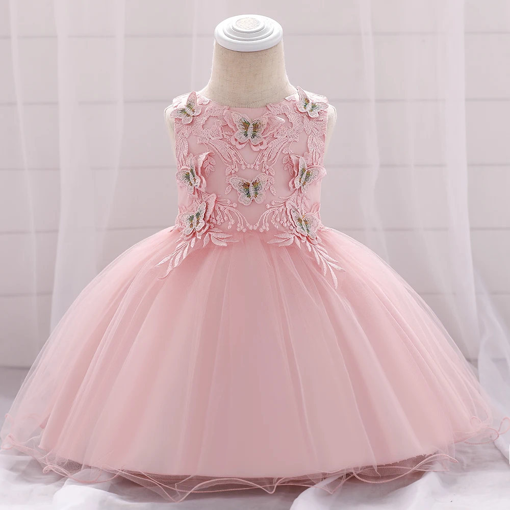 Fluffy Butterfly Baby Girl Dressess Infant 1st Birthday Party Prom Wedding Princess Dress Lace Bridemaid Christmas Kids Clothing