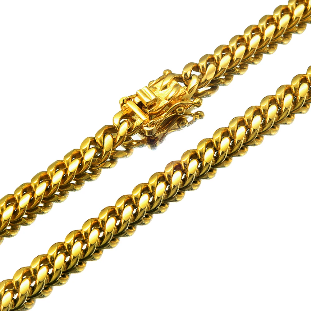 

6MM Gold Color Curb Cuban Link Chain For Men Women Jewelry Necklace Bracelet Stainless Steel 7-30inches Length