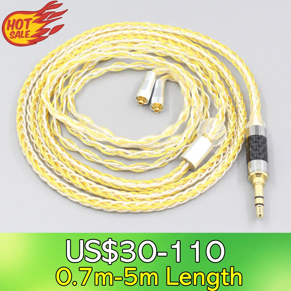 

LN007302 8 Core OCC Silver Gold Plated Braided Earphone Cable For W40 W50 W60 UM10 UM20 UM30 UM40 UM50 Pro