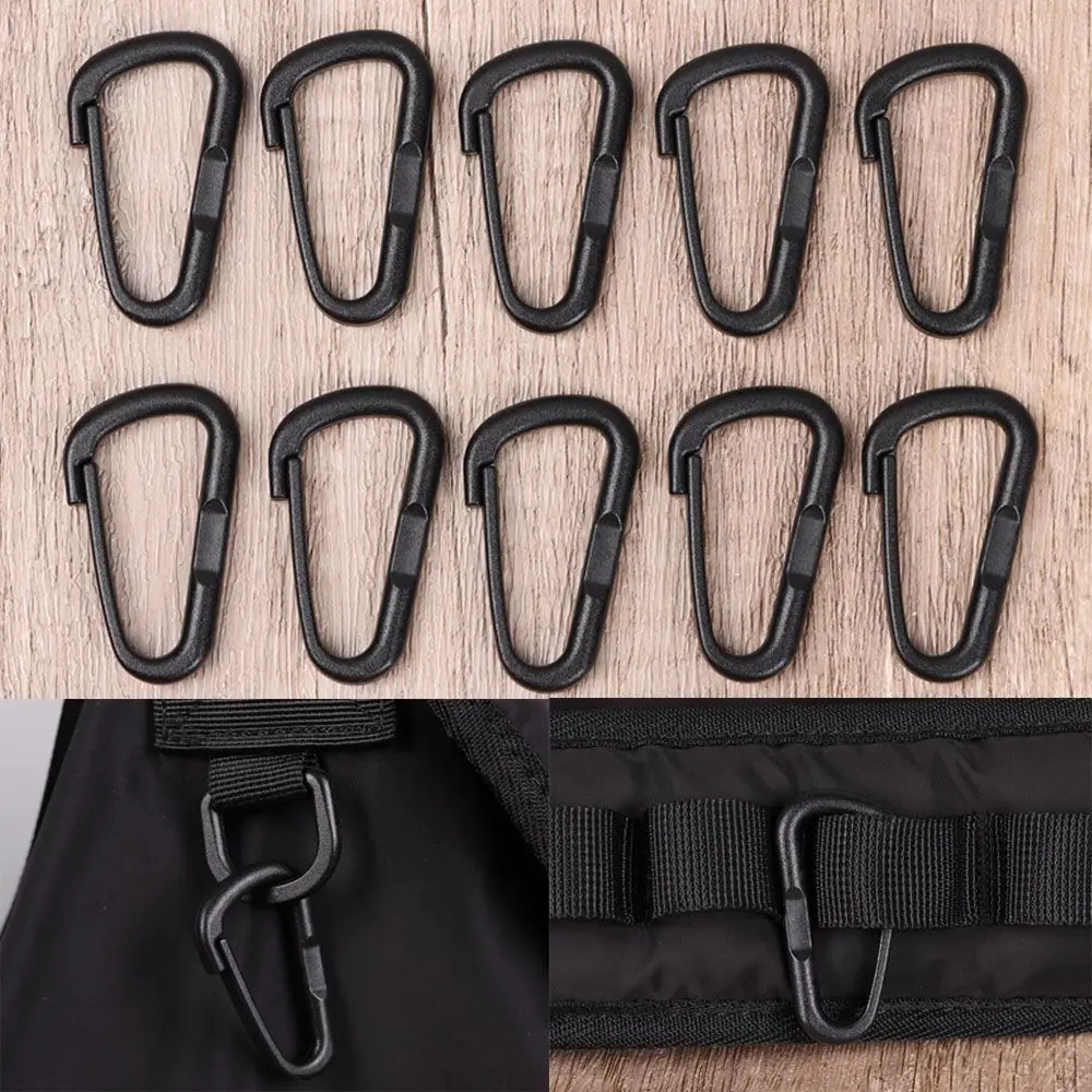 10/20pcs Black Plastic Nylon Carabiner Outdoor Spring Snap Clip Water Bottle Hooks Keychain Climbing Camping Hiking Quickdraws