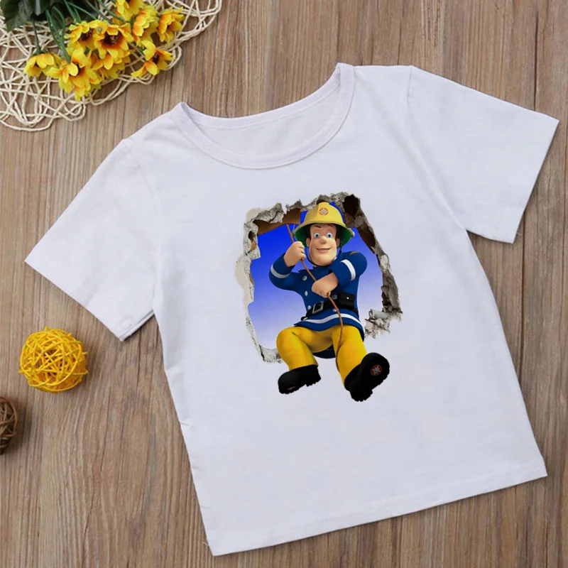 

Fireman Sam Cartoon Kids T-Shirts Short Sleeve Tops Kawaii Print Fashion Firefighter Boys Girls Funny Summer Tops,ooo2450