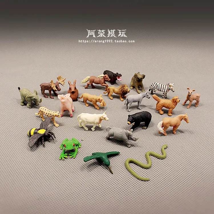 Wild Animal Miniature Model Lion Elephant Rhinoceros Horse Bear Kangaroo Rabbit Insect Ornaments Action Figure Figurine Toys