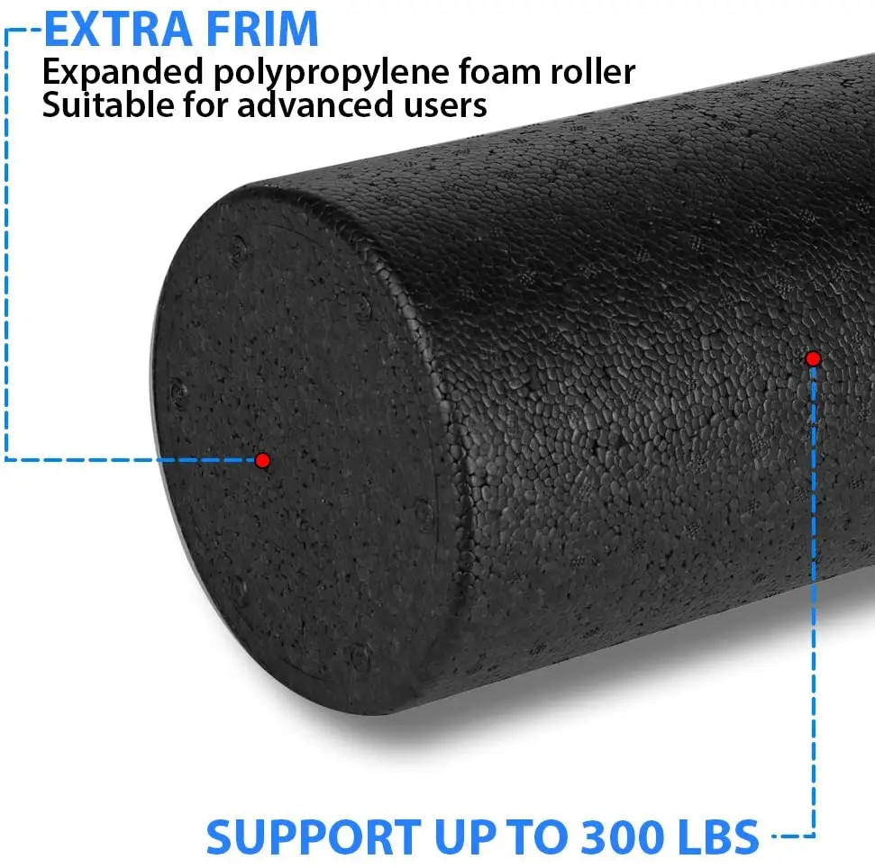 Black Long Massage Yoga Column EPP Extra Firm High Density Foam Roller for Muscle Recovery Flexibility and Rehab Exercises