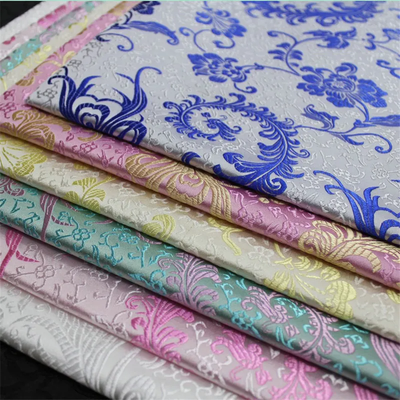 CF921 Blue/Pink/Yellow/Green/White Jacquard Brocade Fabrics Chinese Style Dress Clothes Home Textile Patchwork Fabric