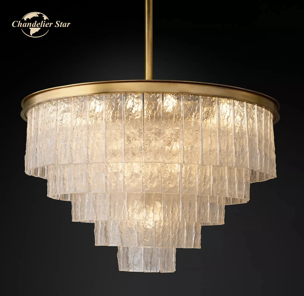 Modern Glass Chandelier LED Glace Round Chandeliers Decoration Living Room Dining Room Farmhouse Hanging Lamps Lustre