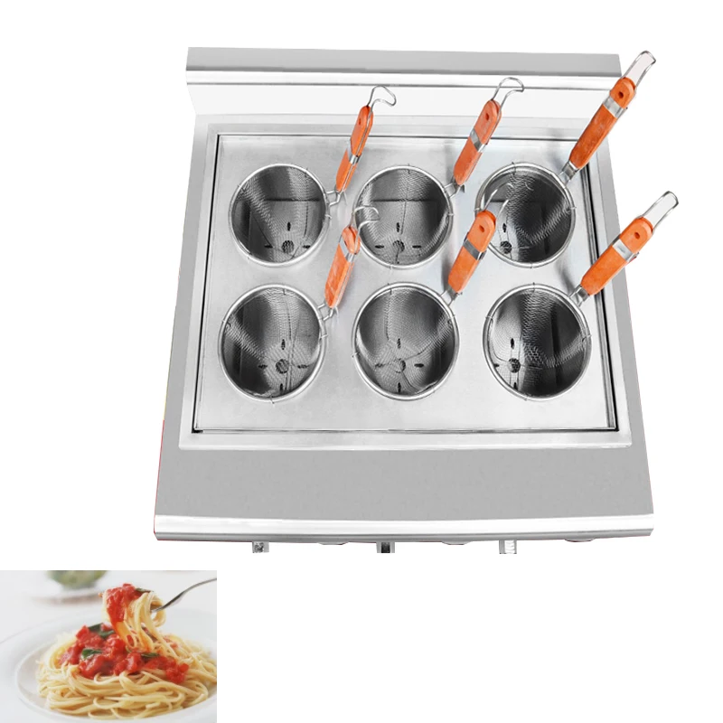 

220V/110V Pasta Boiler Cooker Electric Pasta Cooker Noodle Cooker 6 Baskets Stainless Steel Cooking Noodle Machine Kitchen 6KW