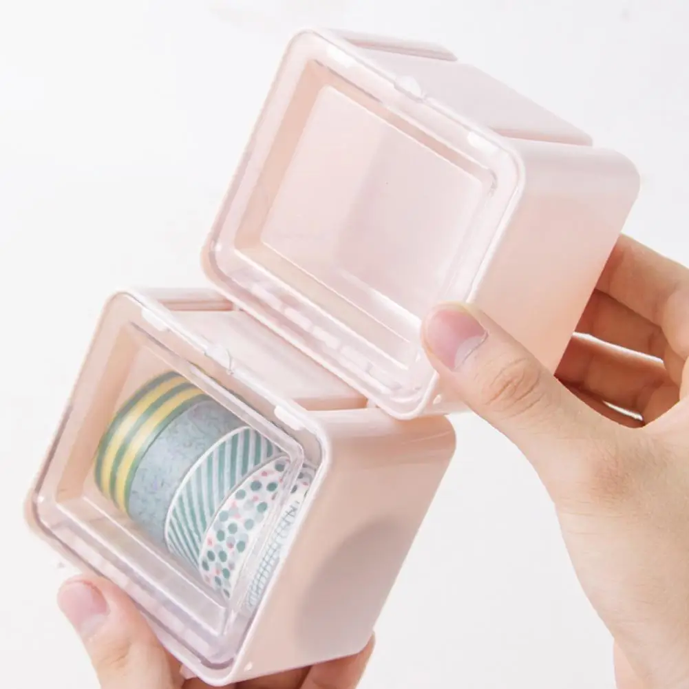 Mini Transparent Visible Desktop Multi Washi Masking Tape Dispenser Plastic Tape Storage Boxes Universal for Dorm