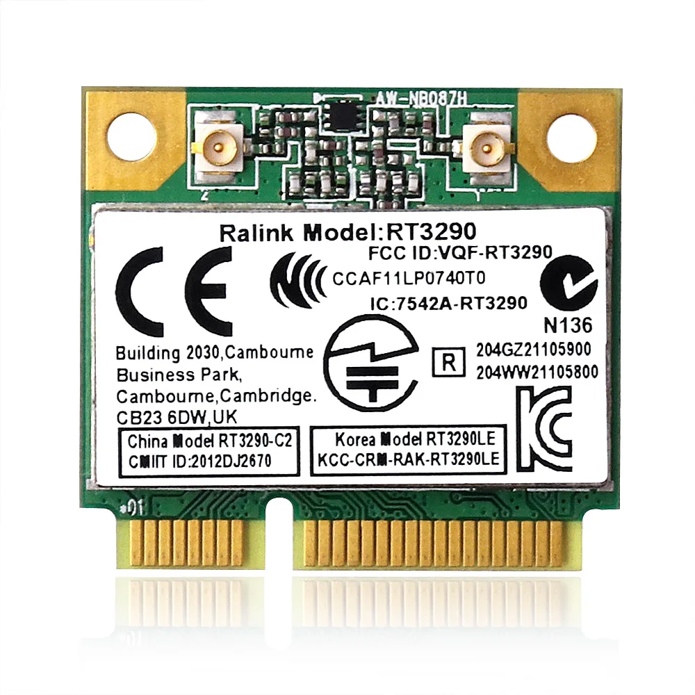 

AW-NB087H Ralink RT3290 Chipset IEEE 802.11 b/g/n 150Mbps Bluetooth 3.0HS Half Size MINI PCIe Wireless Wi-Fi Card WLAN Adapter