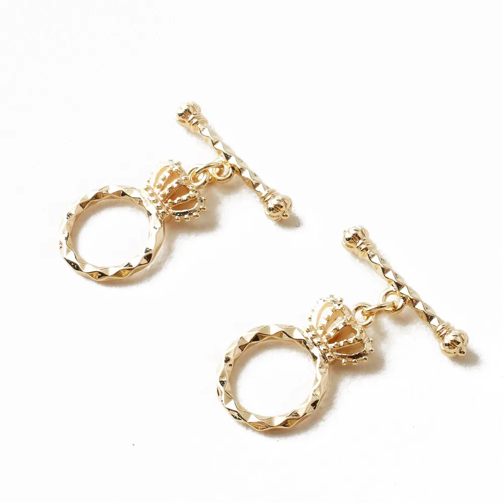 2PCS Crown Shape O + T Clasp Necklace Connecting Clasp for Jewelry Findings Components 18K Gold Plated DIY Hand Made Accessories