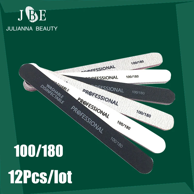 

12Pcs EVA Nail File Buffing 3 Color 100/180 Washable Polishing Sandpaper Nail Buffer Manicure Pedicure Accessoires Tool