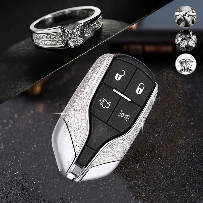 Car Key Case Key chain bag high quality aluminium alloy Diamond inlay For Maserati  Ghibli  Levante Accessories