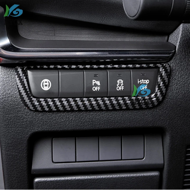 

for Mazda CX30 CX-30 2020 2021 Carbon fiber Headlight Fog Light Lamp Adjust Button Instrument Switch Panel Cover Trim