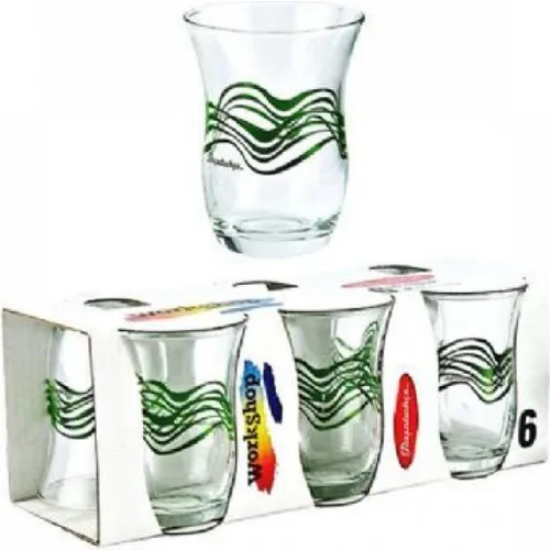 Pasabahce 42191 Green Wavy Tea Cup 6 Pieces