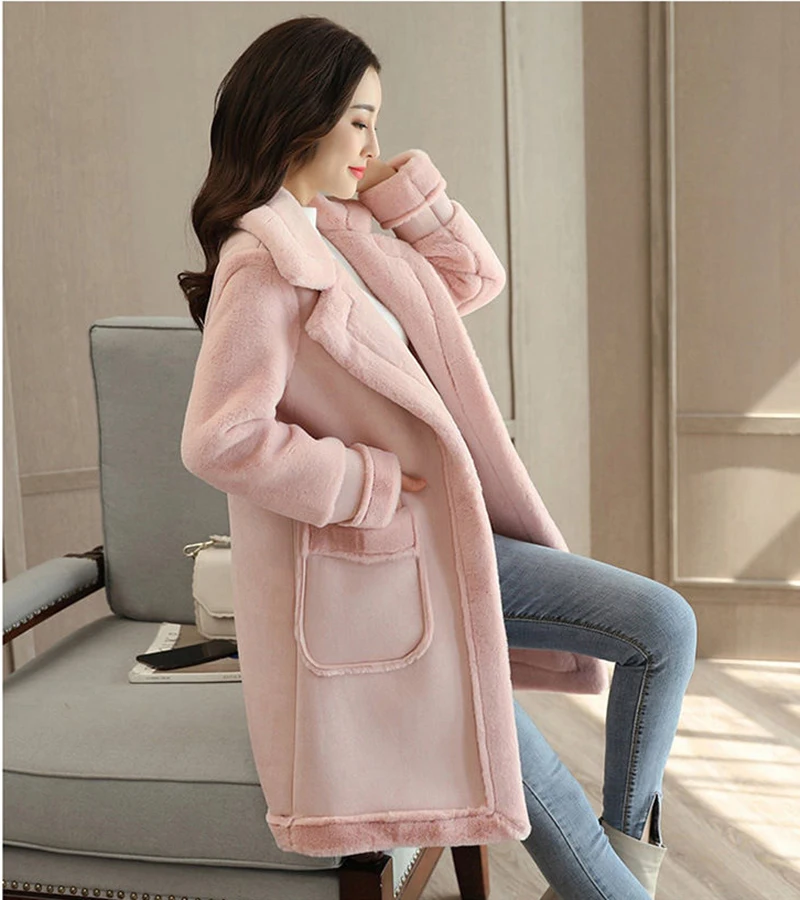 2024 Winter Velvet Suede Jacket Women Thick Parka Coat Long Jackets Vintage Casual Clothes Women Plus Velvet Thick Outwear 6XL