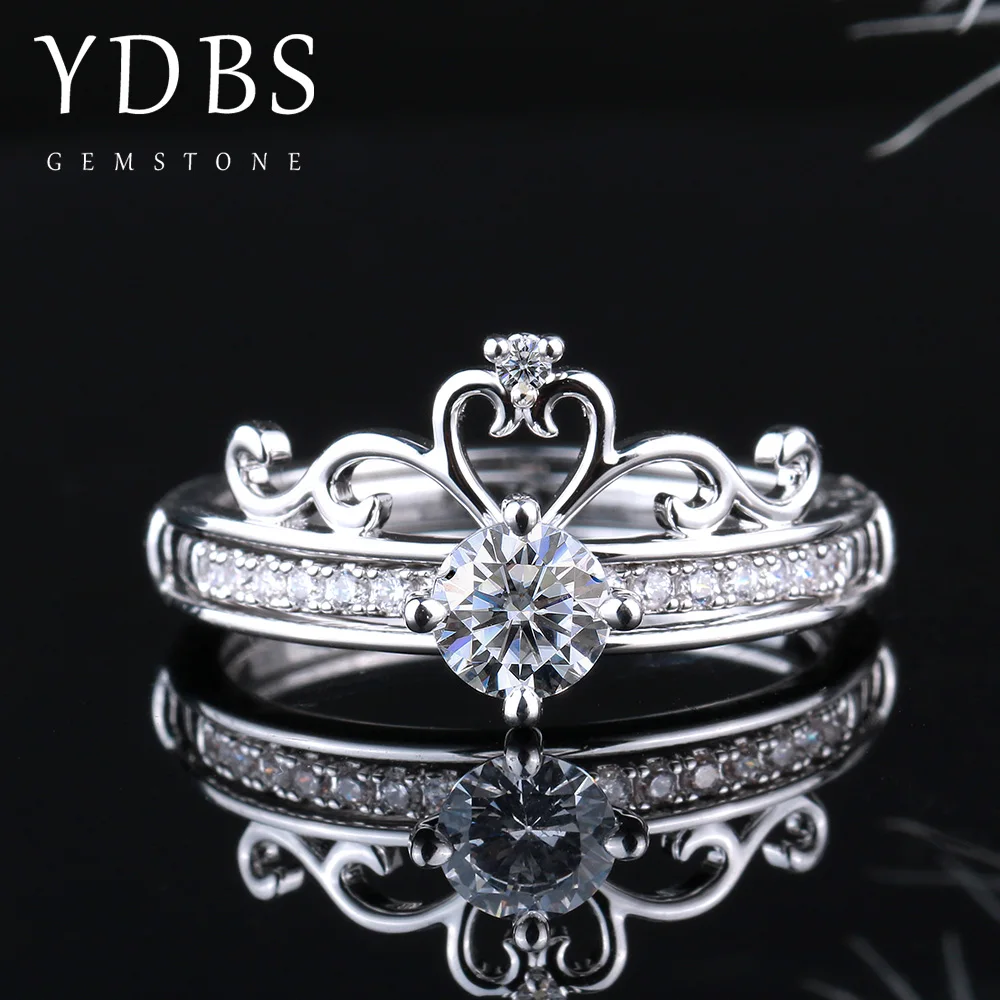 

YDBS 14K White Gold 1ct 6.5mm D Color Moissanite Engagement Ring Set with Accent Elegant Eternity Wedding Band for women