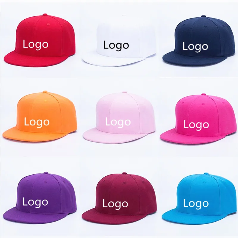 Cheap Diy Custom logo embroidery baseball cap Flat Unisex Men Women Solid Adjustable Snapback hat with Logo Letter