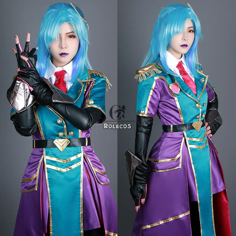 ROLECOS Leona Cosplay Costume Game LOL Battle Academy Leona Cosplay Costume Women Costume Uniform Shirt Skirt Outfit Full Set