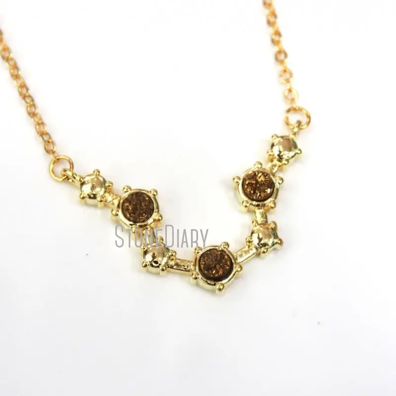 NM12482 10Pcs Natural Druzy Crystal Gold Color Antler Shape Copper Chains Necklaces Outlet 18inch-32inch