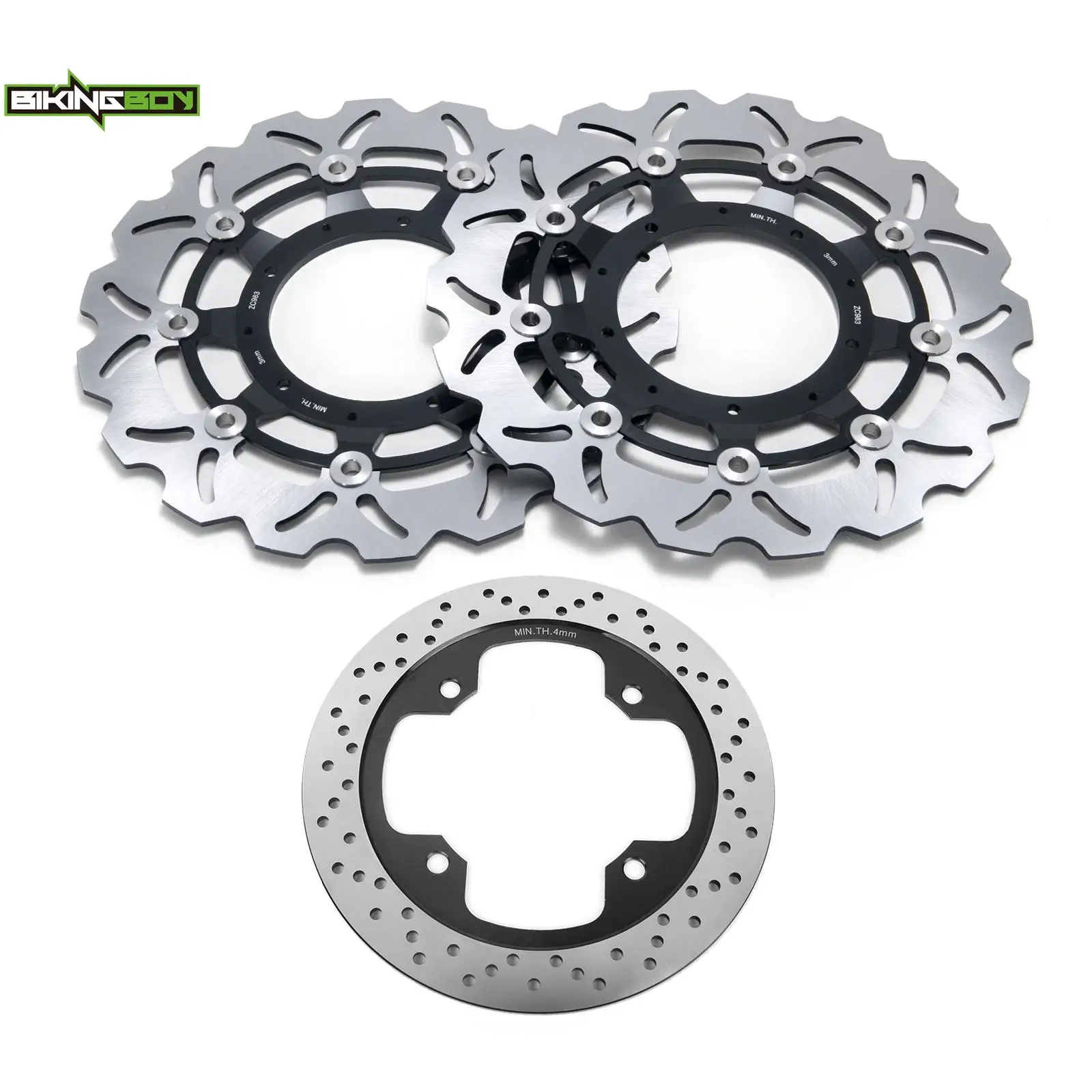 BIKINGBOY Front / Rear Brake Discs Disks Rotors For Honda X-ADV 750 2017 2018 2019 2020 2021 Stainless Steel 296mm 240mm Set