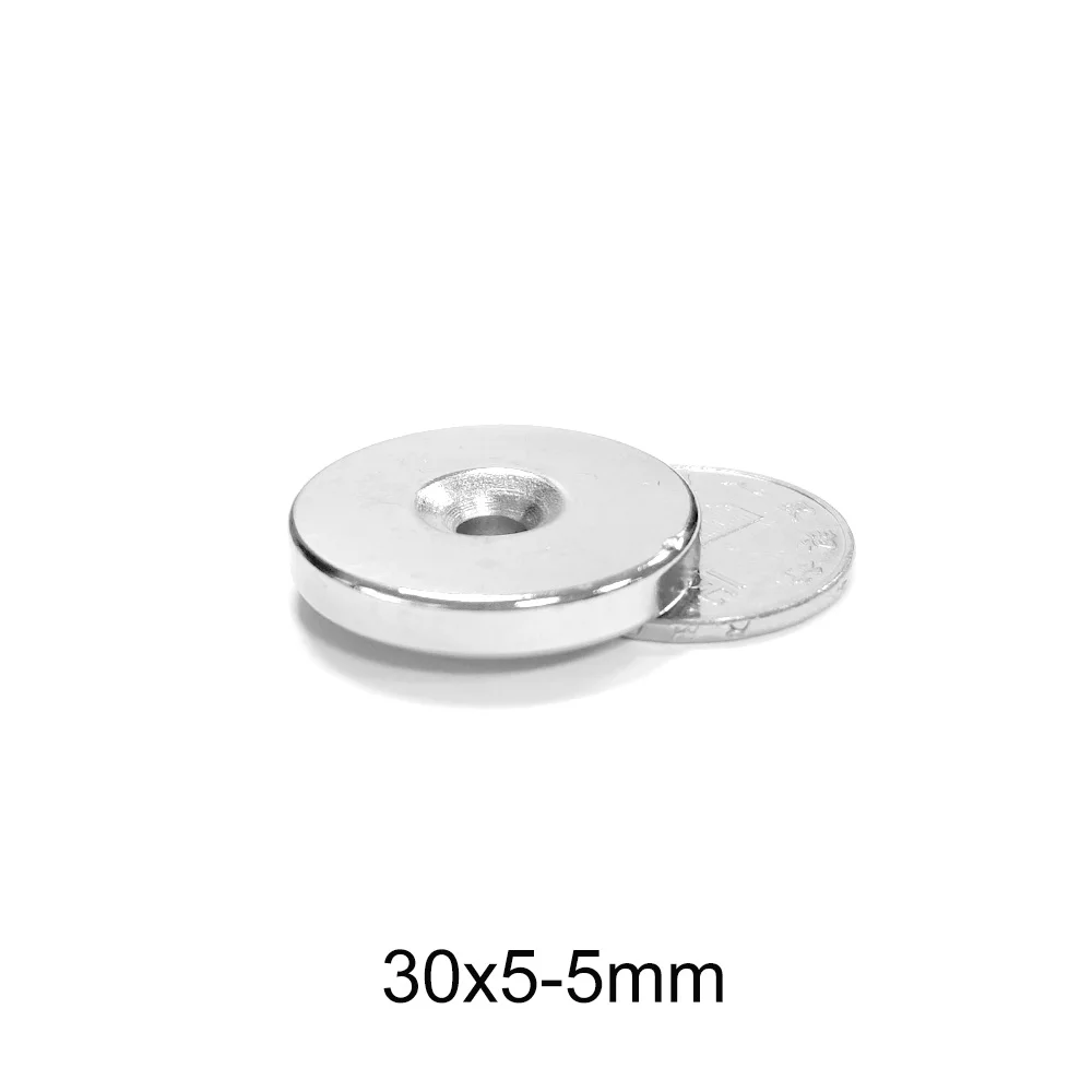 1/2/5/10/15/20PCS 30X5-5 Round Search Magnet 30*5 Hole 5mm Disc Countersunk Neodymium Magnet 30x5-5mm Permanent Magnet 30*5-5