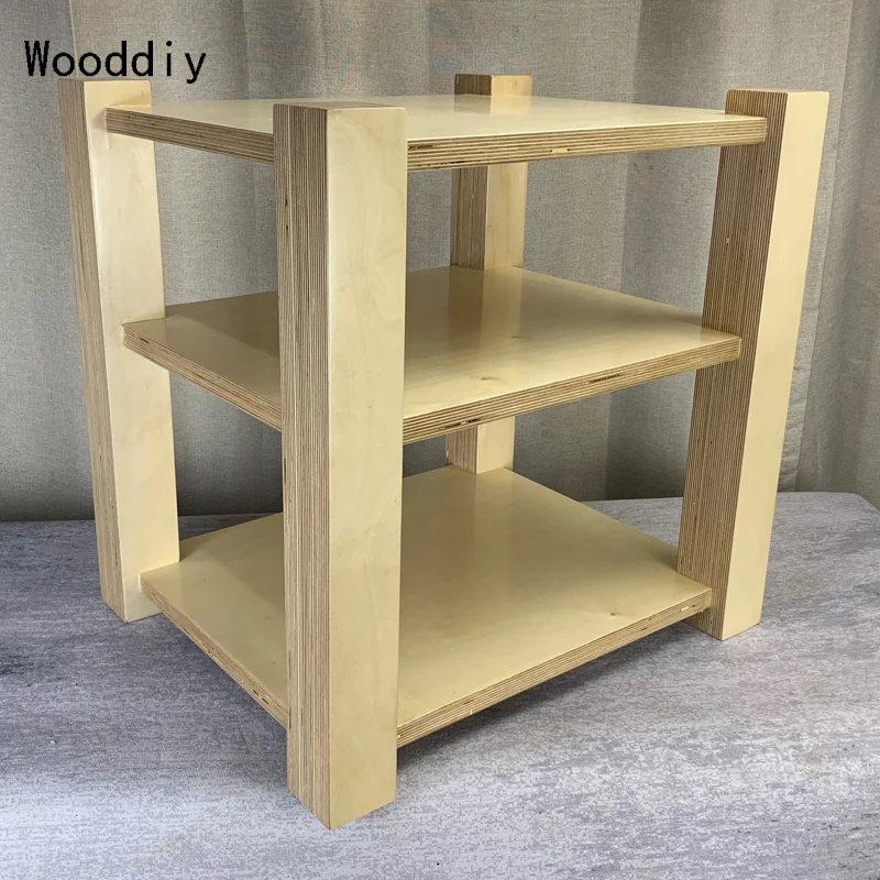 Wooddiy 3 Layer Solid Wood Hifi Amplifier Rack Speaker Audio Stand Customized One Piece