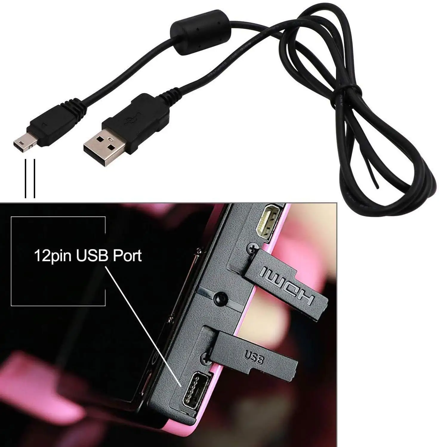 교체 USB 데이터 충전 케이블 12Pin USB 포트 전원 코드 Casio Exilim 카메라 EX-S10 S12 H10 F1 FS10 FC100