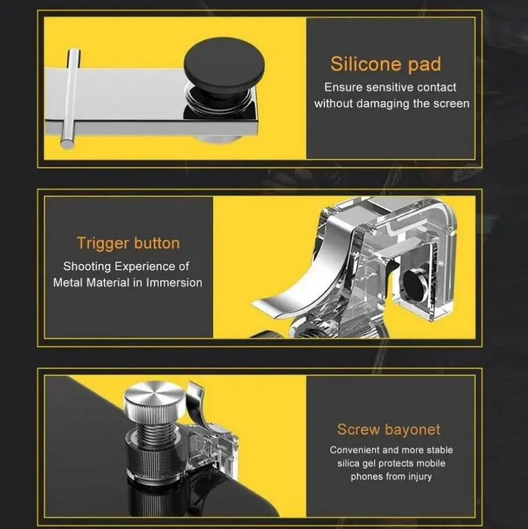 Metat Mobile Phone Gaming Trigger Gamepad Controller for 4.6-6.5 Inches Devices Adjustable Expansion and Contraction