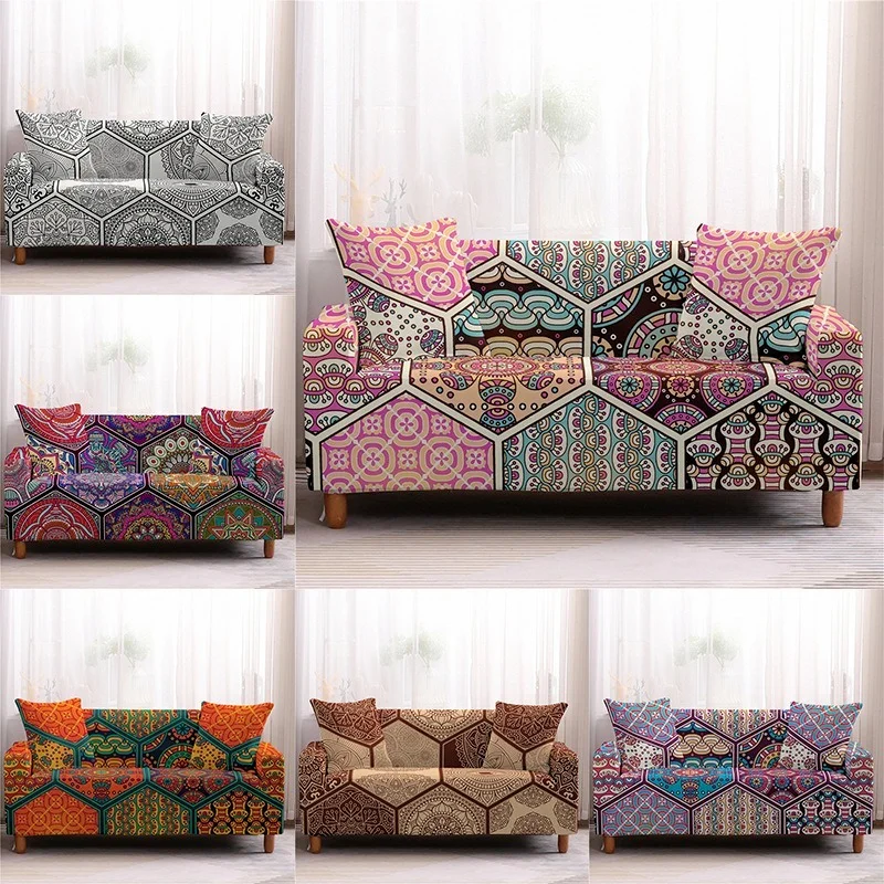 

1/2/3/4 Seat New Geometric Printing Stretch Sofa Cover All-inclusive Anti-fouling Sofa Cover Living Room Fabric Sofa Cover