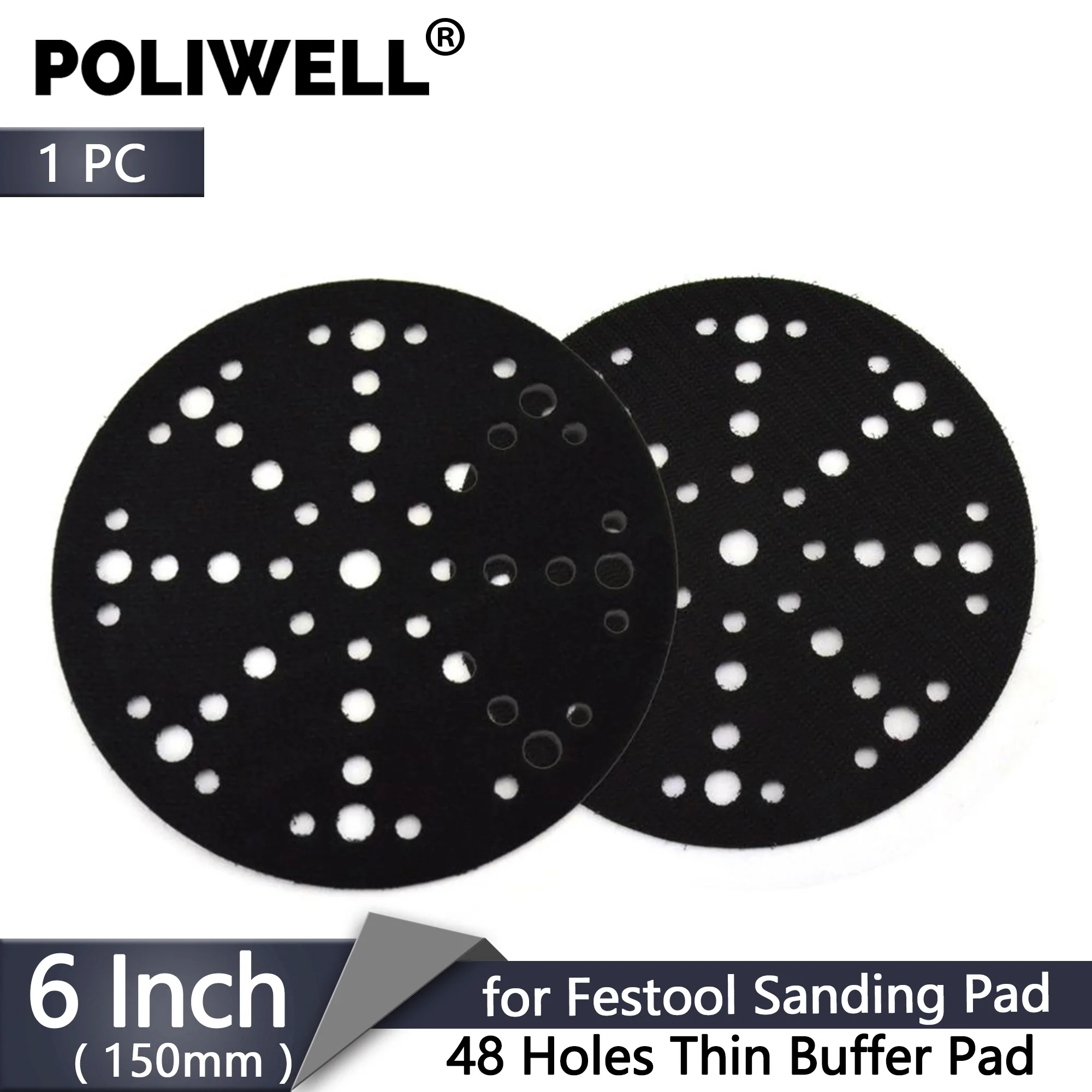 6inch 150mm 1PC 48 Holes Ultra Thin Festool Sanding Pad Interface Buffer Pad for Hook and Loop Sandpaper Abrasive Pad Protection