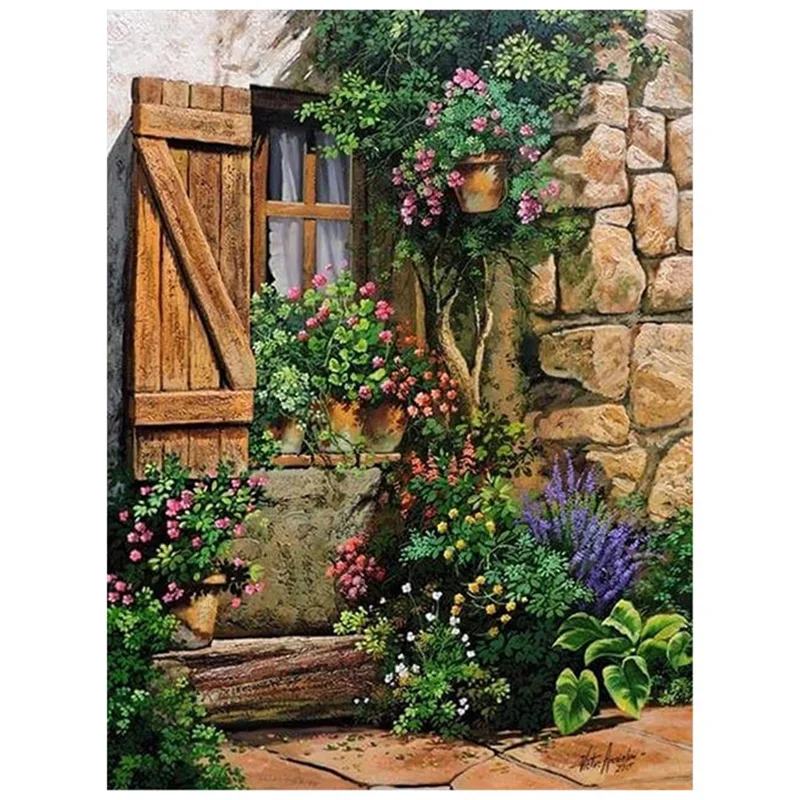 

5D Diy Diamond Painting Retro Village Landscape Scenery Diamond Embroidery Round Drill Rhinestones European Home Decor