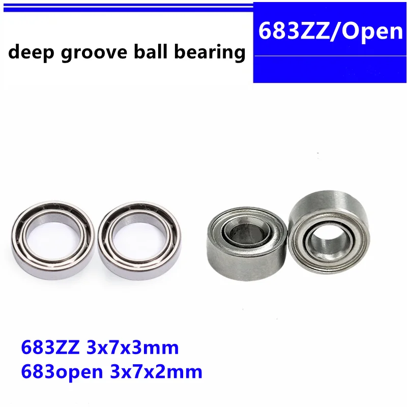 

100/500pcs 683ZZ 683 open miniature steel ball bearing 3x7x2 mm 3x7x3 mm deep groove ball bearing 683Z 683-2Z L-730ZZ