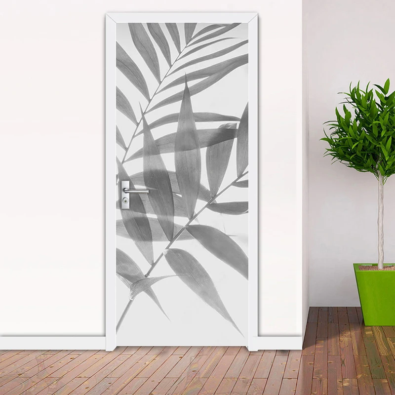 New Chinese Style Door Sticker For Bedroom Bathroom Decoration 3D PVC Waterproof Self-adhesive DIY Photo Mural Lotus Leaves Tree