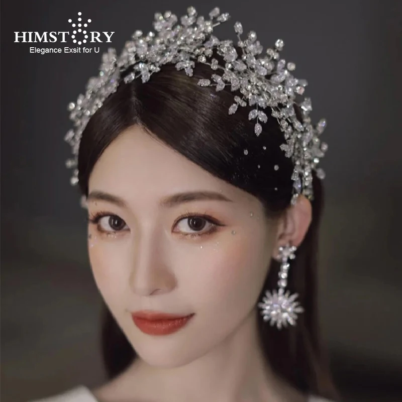 

HIMSTORY Shinny Wedding Bridal Crystal Tiara Hairband Sprakling Cubic Party Prom Headband Hair Jewelry Accessories