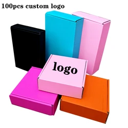 100psc Gift box Customized Logo Batch Color Carton Small gift packing Box  Wig products Express Transport Box kraft Paper Carton