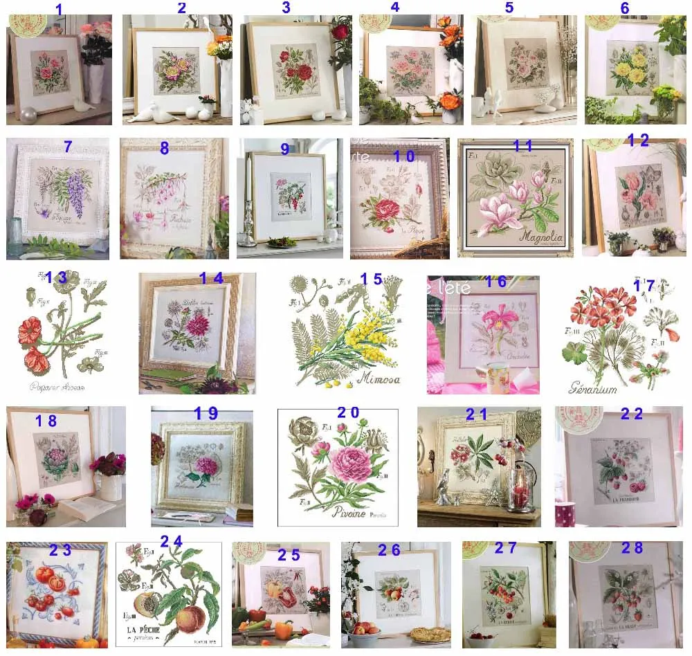 Amishop Counted Cross Stitch Kit, Flower, Fruit, Vegetable, Tomato, Rose, Orange, Raspberry, 1 Set Only Please Pick One