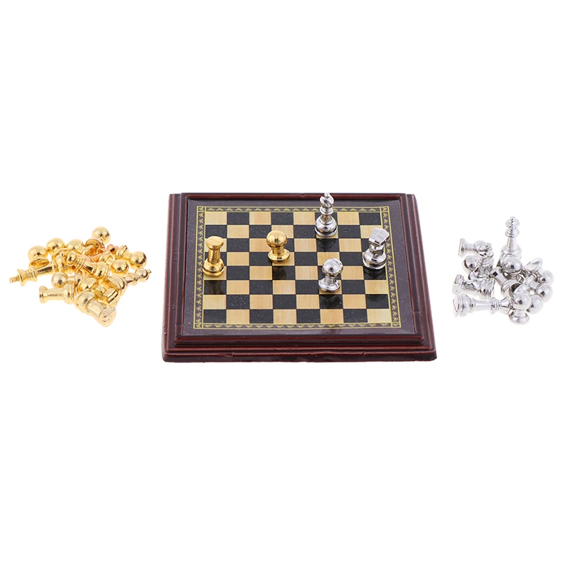 Mini 1/12 Skala Dollhouse Miniatur Internationalen Schach Set Pretend Spielen Puppe Haus Möbel Hause Dekoration Zubehör Spielzeug
